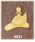 14K Yellow Gold Firefighter Hat Charm