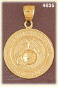 14K Yellow Gold US Marine Military Charm