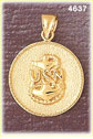 14K Yellow Gold USN Navy Military Charm