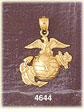 14K Yellow Gold US Marine Corps Insignia Naval Military Charm