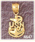 14K Yellow Gold USN Navy Anchor Military Charm