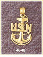 14K Yellow Gold USN Anchor Military Charm