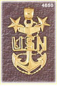 14K Yellow Gold USN Anchor Navy Military Charm