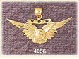 14K Yellow Gold Anchor Wings Military Charm