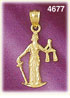 14K Yellow Gold Lady Justice w/Scales & Sword Judiciary Charm