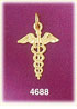 14K Yellow Gold Caduceus Medicine Charm