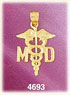 14K Yellow Gold Medical Doctor MD Caduceus Medical Charm