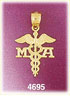 14K Yellow Gold MA Caduceus Medical Charm