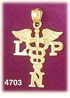 14K Yellow Gold LPN Licensed Practical Nurses Caduceus Medic Alert Charm