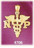 14K Yellow Gold Nurse Practitioner Caduceus Medic Alert Charm