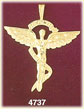 14K Yellow Gold Caduceus Health Chiropractic Medic Alert Charm