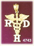 14K Yellow Gold RDH Registered Dental Hygienist Caduceus Medic Alert Charm