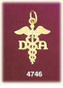 14K Yellow Gold Dental Assistant DA Caduceus Medic Alert Charm