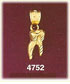 14K Yellow Gold Molar Dental Medical Charm 3D