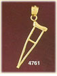 14K Yellow Gold Pair Of Crutches Medical Charm 3D