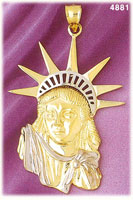 14Kt Two Tone Gold Statue Of Liberty Head Charm