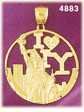 14K Yellow Gold I Love New York Statue Of Liberty Charm