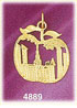 14K Yellow Gold New York Cityscape In Apple Charm