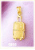 14K Yellow Gold Rolling Luggage Travel Suitcase Charm 3D