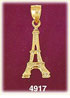 14K Yellow Gold 3D French Eiffel Tower Paris France Charm