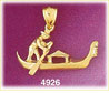 14K Yellow Gold Venetian Gondola Italy Charm 3D