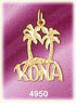 14K Yellow Gold Palm Tree Kona Hawaii Charm