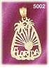 14K Yellow Gold Florida Sun & Palm Trees Charm