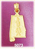 14K Yellow Gold Alabama State Map Charm