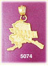 14K Yellow Gold Alaska The Last Frontier State Map Charm