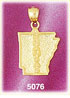 14K Yellow Gold Arkansas The Natural Arkansas State Map Charm