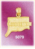 14K Yellow Gold Connecticut The Constitution State Map Charm