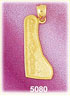 14K Yellow Gold Delaware State Map Charm
