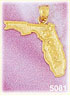 14K Yellow Gold Florida The Sunshine State Map Charm