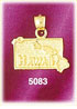 14K Yellow Gold Hawaii The Aloha State Map Charm
