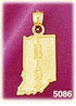 14K Yellow Gold Indiana The Hoosier State Map Charm