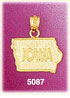 14K Yellow Gold Iowa State The Hawkeye State Map Charm