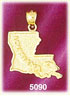 14K Yellow Gold Louisiana The Bayou State Map Charm