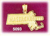 14K Yellow Gold Massachusetts The Bay State Map Charm