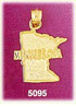 14K Yellow Gold Minnesota State Map Charm