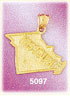 14K Yellow Gold Missouri The Show Me State Map Charm