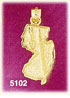 14K Yellow Gold New Jersey The Garden State Map Charm