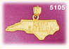 14K Yellow Gold North Carolina The Old North State Map Charm
