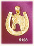 14K Yellow Gold Horse & Horseshoe Western Equestrian Charm