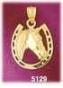 14K Yellow Gold Horse In Horseshoe Equestrian Western Charm