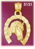 14Kt Yellow Gold Horse Head Horseshoe Equestrian Western Charm