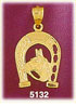 14K Yellow Gold Horse head Horseshoe Equestrian Western Charm