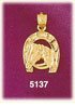 14K Yellow Gold Western Horseshoe Horse Equestrian Charm