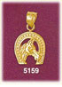 14K Yellow Gold Western Horse Horseshoe Equestrian Charm