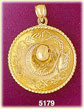 14K Yellow Gold Mexican Cowboy Hat w/Floral Brim Charm 3D