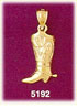 14K Yellow Gold Western Cowboy Boot w/Spur Charm